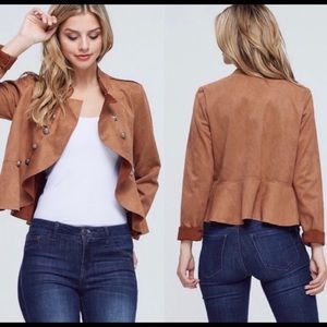 Vegan Suede Silver Anchor Button Jacket!